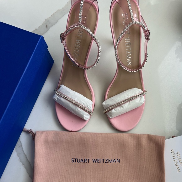 Stuart Weitzman Shoes - STUART WEITZMAN
Rhinestone Embellished Stiletto Heel Sandals
LIGHT PINK , 10 B